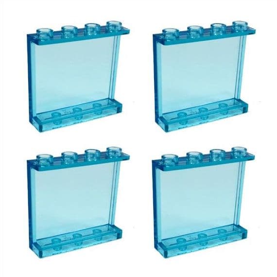 LEGO® Train Car Parts Pack Of Four 1x4x3 Carriage Window Trans Light Blue Panel Space 60581