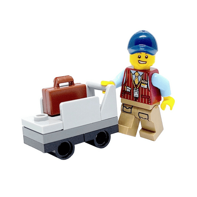 LEGO® Train Minifigure Porter & Trolley Railway Station Worker Ticket Guard 60337 Gift