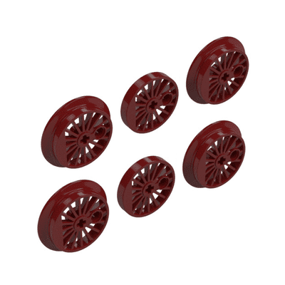 LEGO® Train Parts Steam Locomotive Set Of 6 Dark Red Spoked Wheels 85489