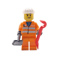 LEGO® Train Railway Track Maintainence Worker Male Minifigure Rail Safety Gift Fathers Day Idea