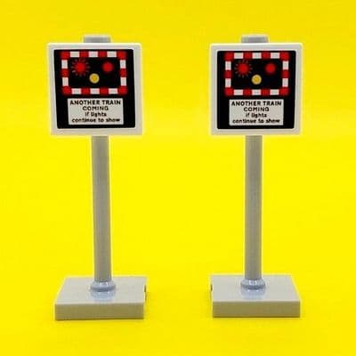 LEGO® Train Track Part Level Crossing Signs x2 Street Road Traffic Light Gift