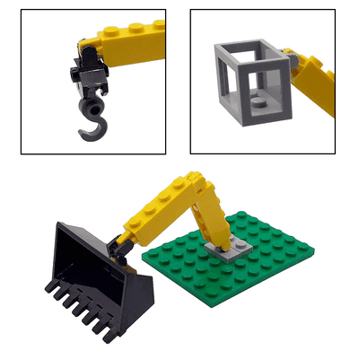 LEGO® Truck Vehicle Crane Accessories Digger Bucket + Tow Hook + Lift Basket