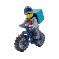LEGO® Uber Rider Food Pizza Delivery Female Minifigure Cap Mountain BMX Bike Bicycle Gift Ornament