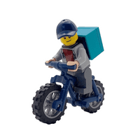 LEGO® Uber Rider Gift Food Pizza Delivery Male Minifigure Cap Mountain BMX Bike Bicycle Ornament