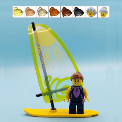 LEGO® Windsurfer Cake Topper Decoration Made With LEGO® Bricks Female Beach Water Sports Surfer