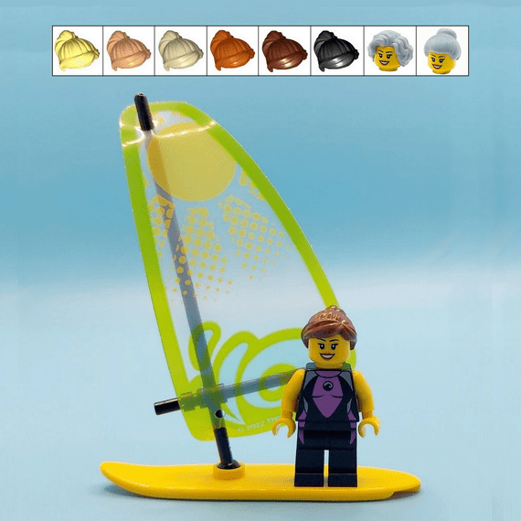 LEGO® Windsurfer Gift & Female Minifigure Boat Beach Water Sports Surfer Ocean Mum Mothers Day