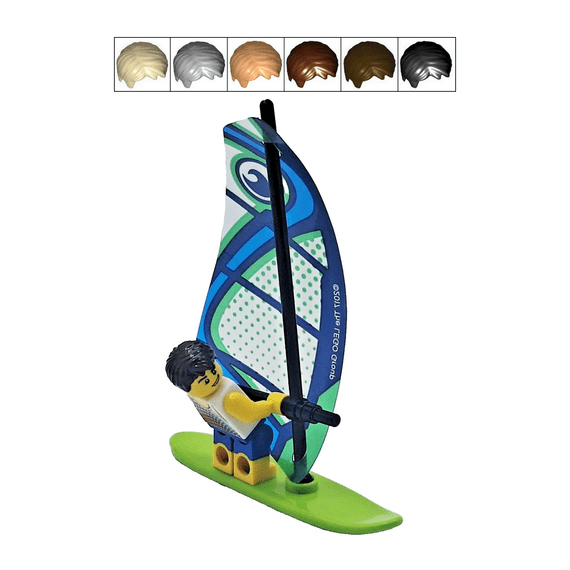 LEGO® Windsurfer Gift & Male Minifigure Boat Beach Water Sports Surfer Ocean Dad Fathers Day
