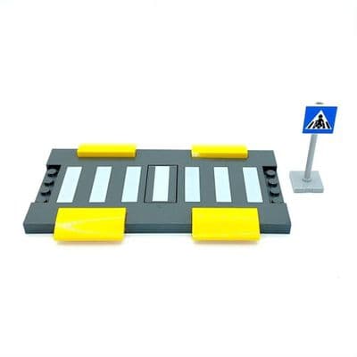 LEGO® Zebra Crossing Half Road Plate With Speed Bumps & Sign 60290 60291 60292 60304 60306 60328