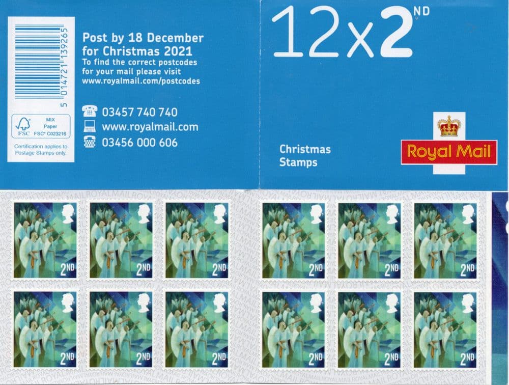 96 x 2nd Class 16 off Christmas Selfadhesive stamps in booklet worth 72