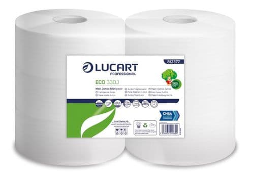 Premium Jumbo Toilet Rolls 2 Ply White 60mm or 80mm core x 6