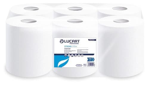 Premium White Flat Sheet Centrefeed Rolls 2 Ply - Pack 6