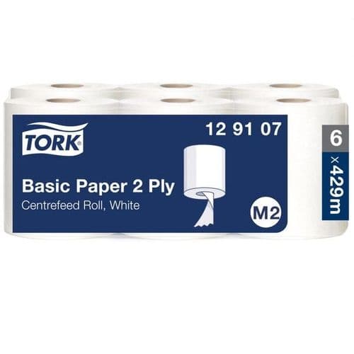Tork Basic Paper Centrefeed White 2 Ply 150M (Case 6) 129107