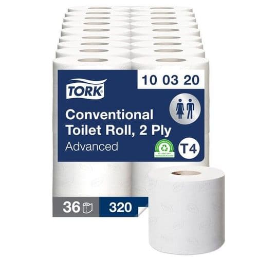 Tork Conventional Toilet Roll 2 Ply 320 Sheet White (Case 36) - 100320