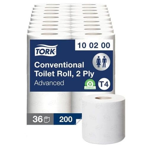 Tork Conventional Toilet Roll 2 Ply White 23M (Case 36) 100200