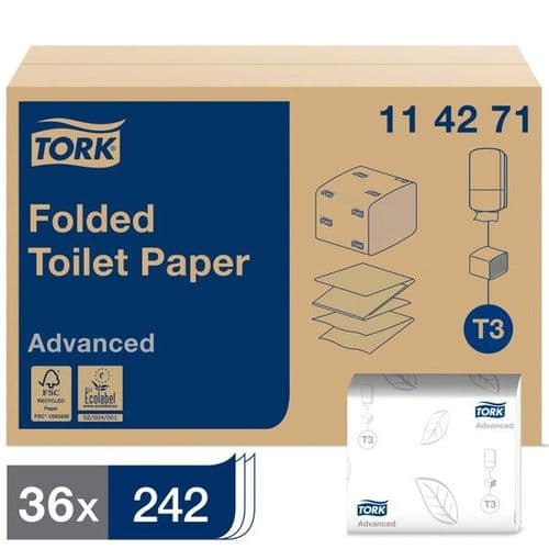 Tork Folded Toilet Paper 242 Sheets White 2 Ply (Case 36) - 114271