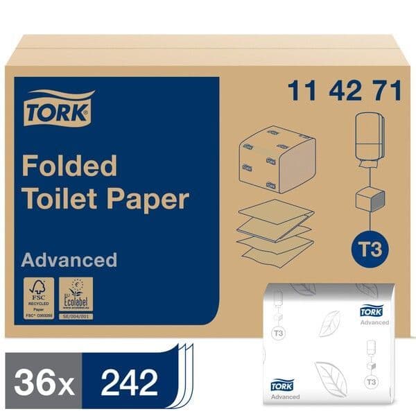 Tork Folded Toilet Paper 242 Sheets White 2 Ply (Case 36) - 114271
