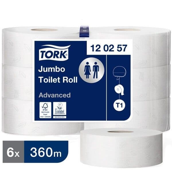Tork Jumbo Toilet Roll 360M White 2 Ply (Case 6) - 120257