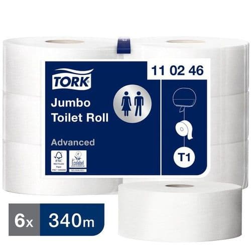 Tork Jumbo Toilet Roll 76mm/3" Core 340M (Case 6) - 110246