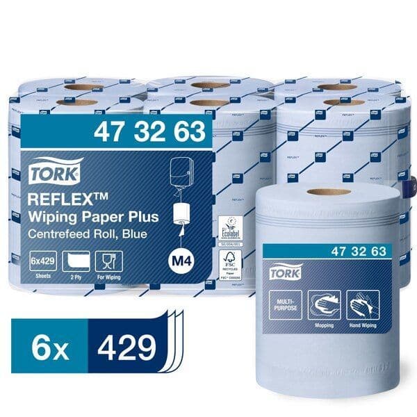Tork Reflex Wiping Paper Plus 2 Ply Blue - 473263