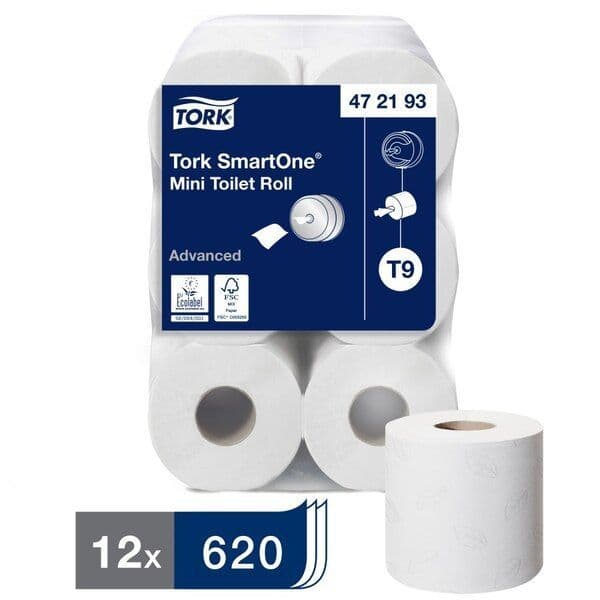 Tork SmartOne Mini Toilet Rolls 620 Sheets White 2 Ply (Case 12) - 472193