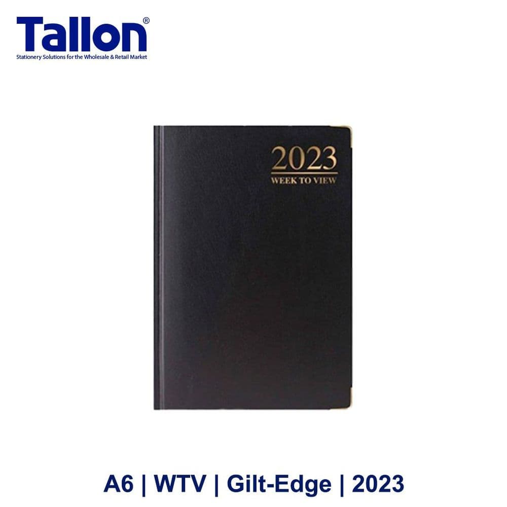 Tallon 2023 WeekToView Diary A6 GiltEdge Diary Black