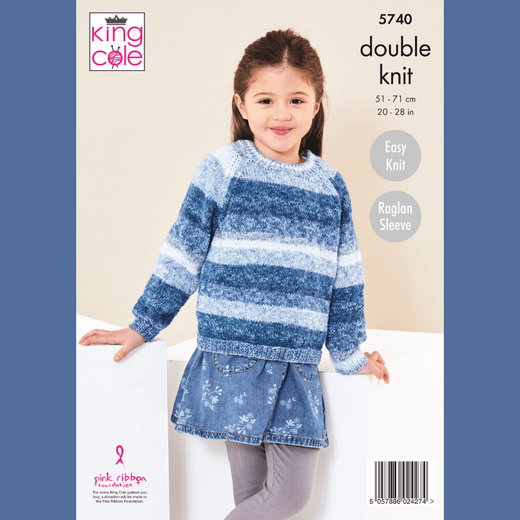 Cardigan & Sweater in King Cole Bramble DK Knitting Pattern 5740