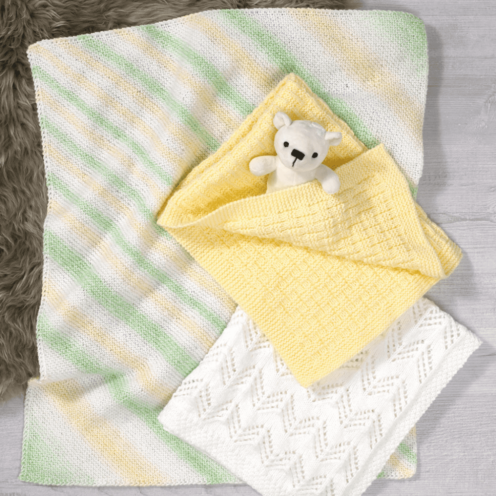 James C Brett Baby Blankets in Baby DK Knitting Pattern JB612