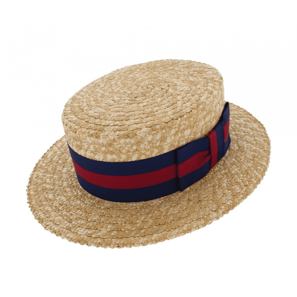 Straw Boater Hat Striped Band New version