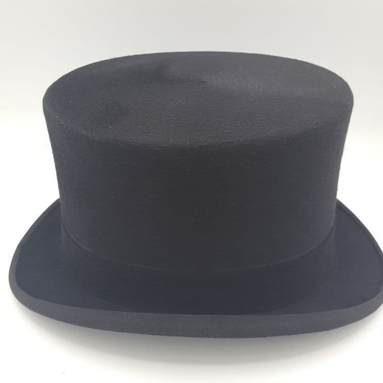 Vintage 61cm Black Hunting Top Hat Size 7&1/2 Melusine Not Silk Top Hat Herbert Johnson