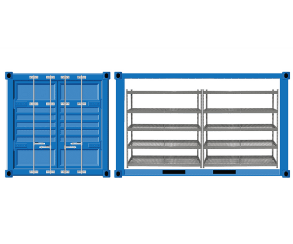 10ft Container Racking 10ft Container Shelving - Single and Double Sided