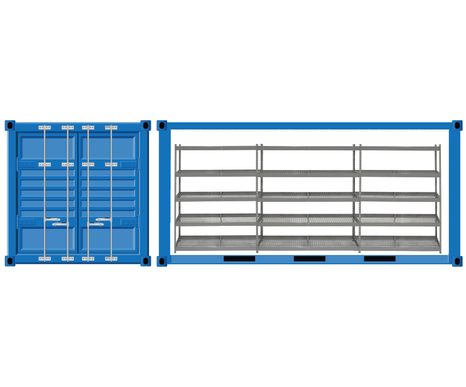 20ft Racking 20ft Container Shelving - Single and Double Sided