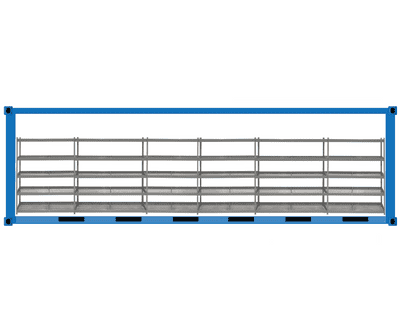 40ft Container Shelving - Single and Double Sided