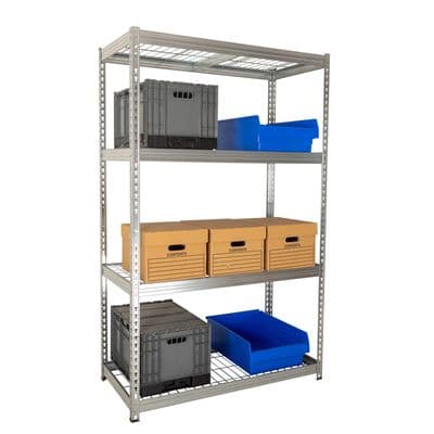 Clicka galvanised shelving with mesh decking