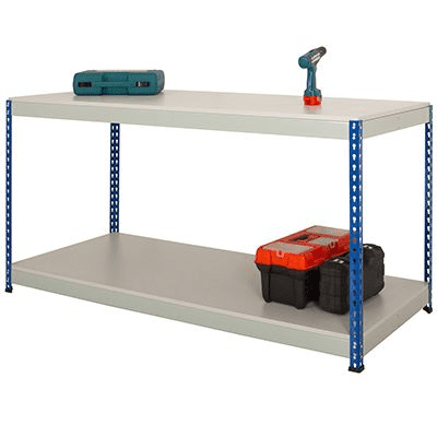 Full Undershelf Workbench - Blue and Grey