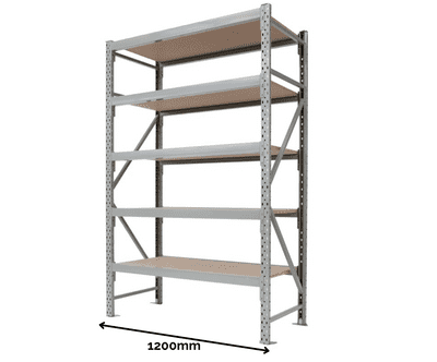 Longspan racking with mesh decking - 5 levels