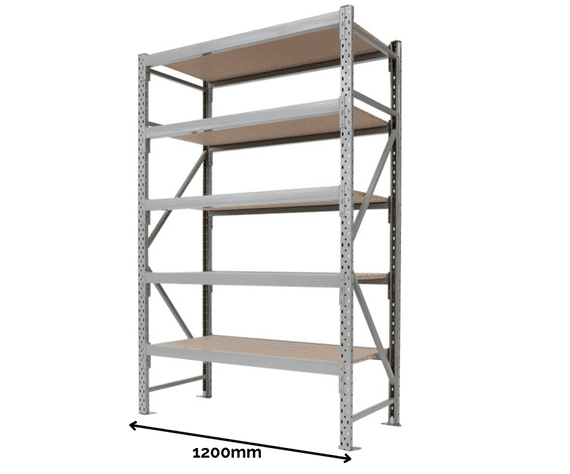 Longspan racking with mesh decking - 5 levels