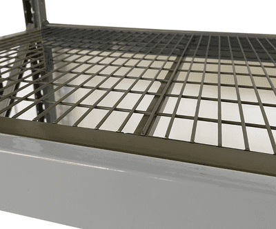 Longspan racking with mesh shelves - 4 levels