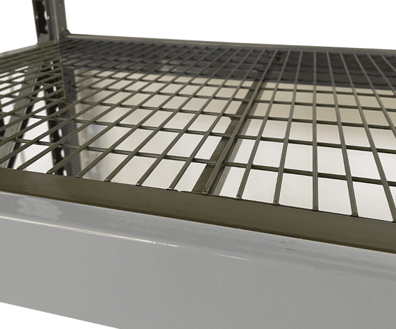 Longspan racking with mesh shelves - 4 levels