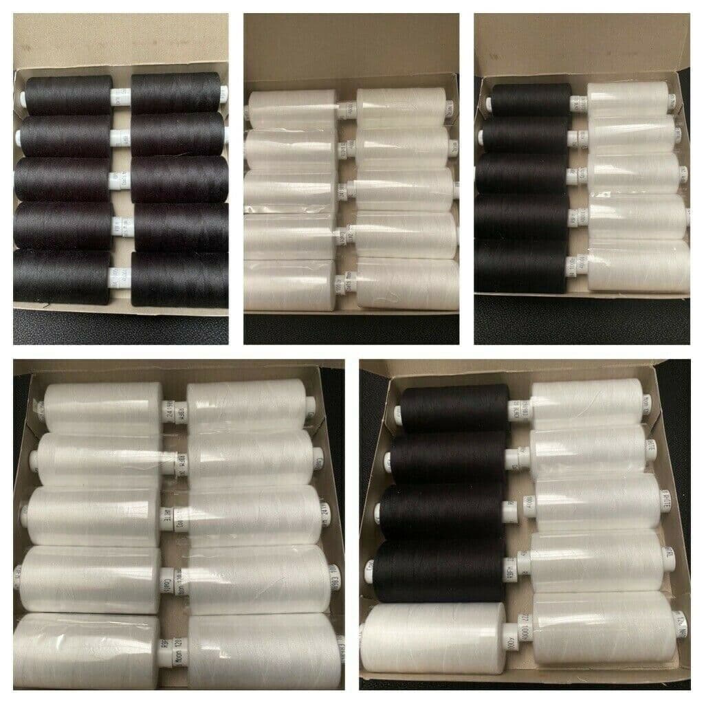 10 x Coats Moon Sewing Machine Polyester Overlocking Thread Cotton 1000 ...