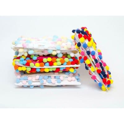 12mm Pom Pom Trim. Baby Pastels, Pink Blue Lemon White , Bright Colours