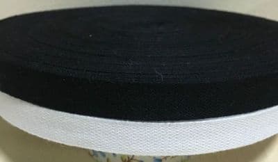13mm (1/2inch) COTTON TAPE for BUNTING, APRON ETC ~FULL 50 METER ROLL- BLACK/WHITE