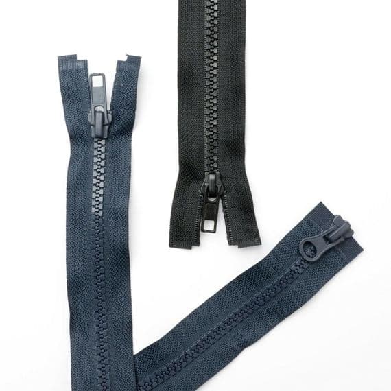 2 WAY OPENING PLASTIC TEETH CHUNKY ZIPS BLACK OR NAVY~Various Lengths,22