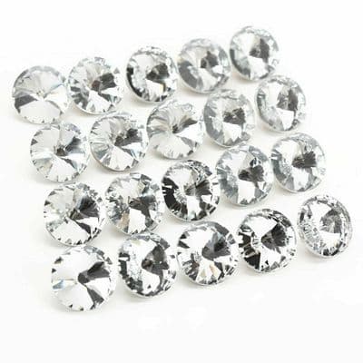 20mm LUXURY CLEAR CRYSTAL GLASS BUTTONS,DIAMOND, JEWEL, RHINSTONES,GEM ,UK STOCK