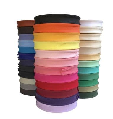 25mm (1 inch) Cotton Bias Binding- VARIOUS COLOURS- VARIOUS LENGTHS