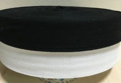 25mm (1inch) COTTON TAPE for BUNTING, APRON ETC ~FULL 50 METER ROLL- BLACK/WHITE