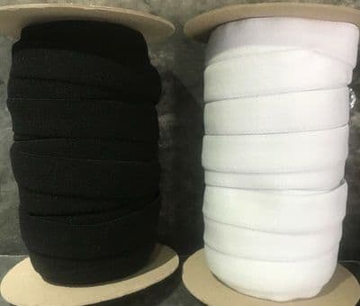 25mm Plush Back Elastic , Black or White ,Various Lengths , SAME DAY DISPATCH