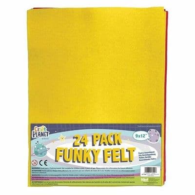 Docrafts Craft Planet 9 X 12 Funky Felt Sheets  - Assorted Colours (Pack of 24)