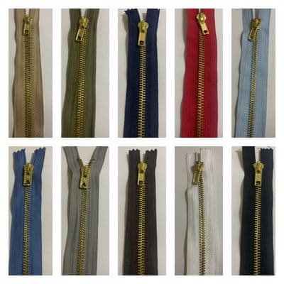 Jeans Zip Fasteners Brass Coloured Metal Gold Teeth Closed End Auto Lock ,No. 5