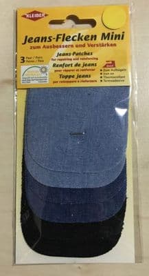 Kleiber Iron-On Jeans Repair Patches, Pack of 6, Light Blue/Dark Blue/Black