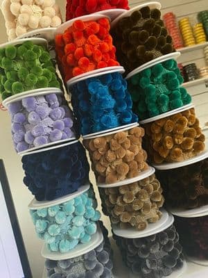 Luxury Pom Pom Trim , Premium Velvet Feel, 20 Colours, 15mm Balls,Top Quality